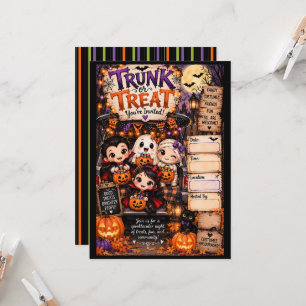 Cute Halloween Mummy & Friends Trunk or Treat  Invitation