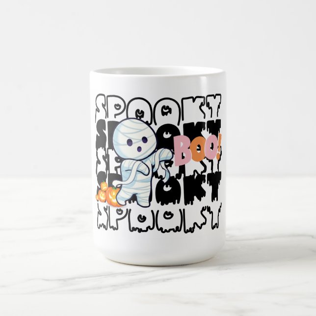 Cute Halloween Mummy Mug – Spooky “Boo!”  (Center)