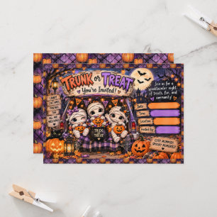 Cute Halloween Mummy Trunk or Treat Celebration Invitation