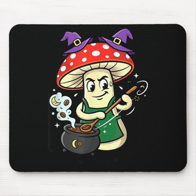 Cute halloween mushroom witch hat cauldron magic  mouse mat (Front)