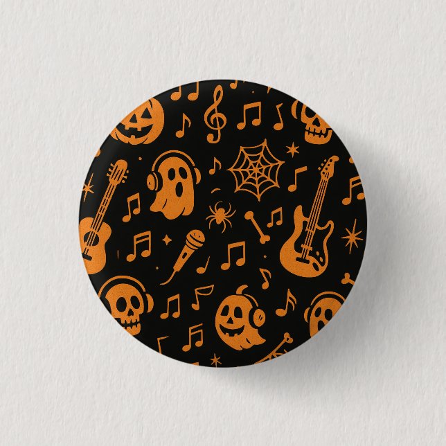 cute Halloween music button (Front)