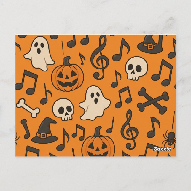 Cute Halloween Music postcard (Back)