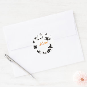 Cute Halloween Name Classic Round Sticker