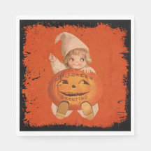 Cute Halloween Napkins, Vintage Halloween