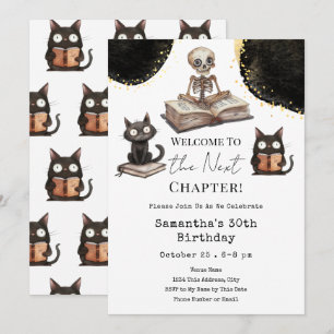 Cute Halloween Next Chapter 30th Adult Birthday Invitation
