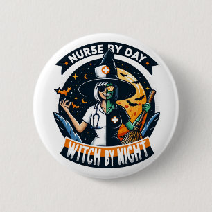 Cute Halloween Nurse by Day Witch by Night 6 Cm Round Badge