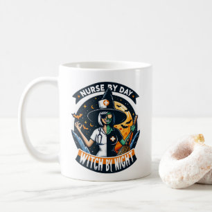 Cute Halloween Nurse by Day Witch by Night Coffee Mug