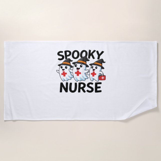 Cute Halloween Nurse Ghosts Cartoon Classic T-Shir Beach Towel (Front)