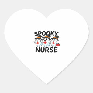 Cute Halloween Nurse Ghosts Cartoon Classic T-Shir Heart Sticker