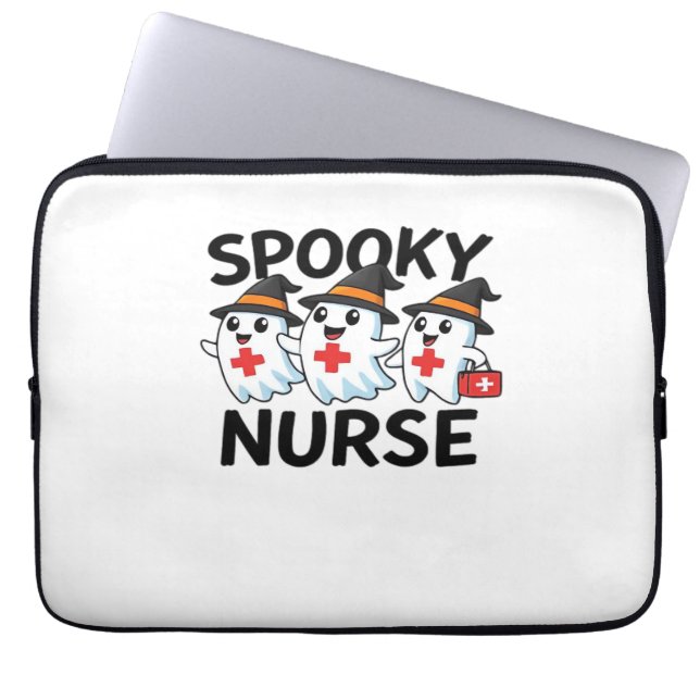 Cute Halloween Nurse Ghosts Cartoon Classic T-Shir Laptop Sleeve (Front)