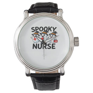 Cute Halloween Nurse Ghosts Cartoon Classic T-Shir Watch