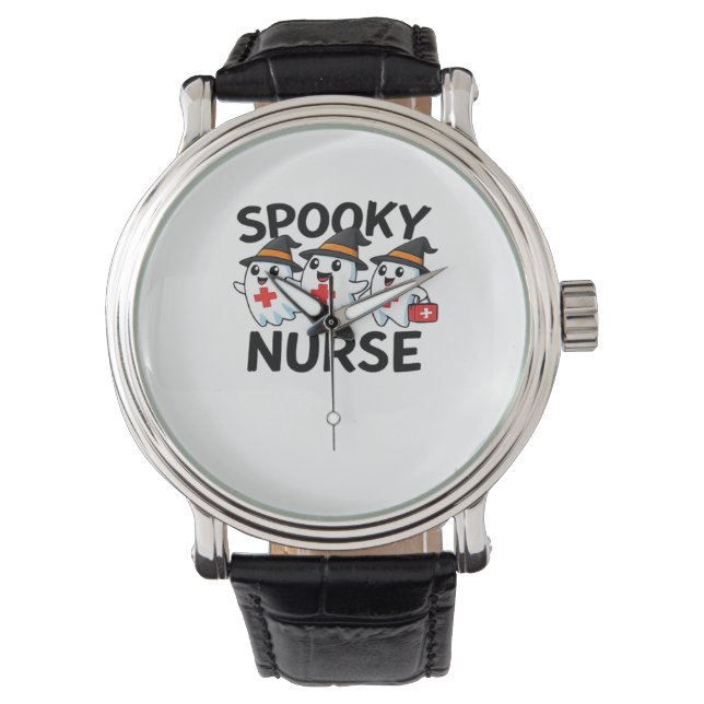 Cute Halloween Nurse Ghosts Cartoon Classic T-Shir Watch (Front)
