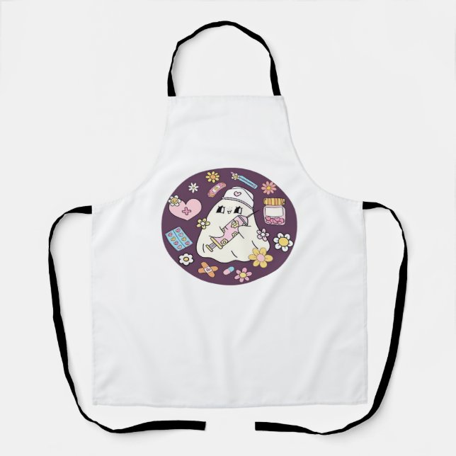 Cute Halloween Nurse Oversized T-Shirt Apron (Front)