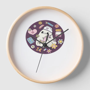 Cute Halloween Nurse Oversized T-Shirt Clock