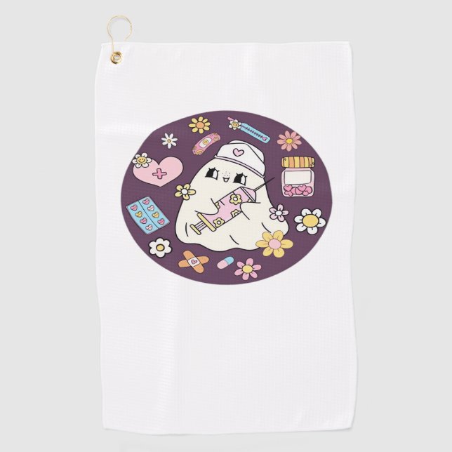 Cute Halloween Nurse Oversized T-Shirt Golf Towel (Front)