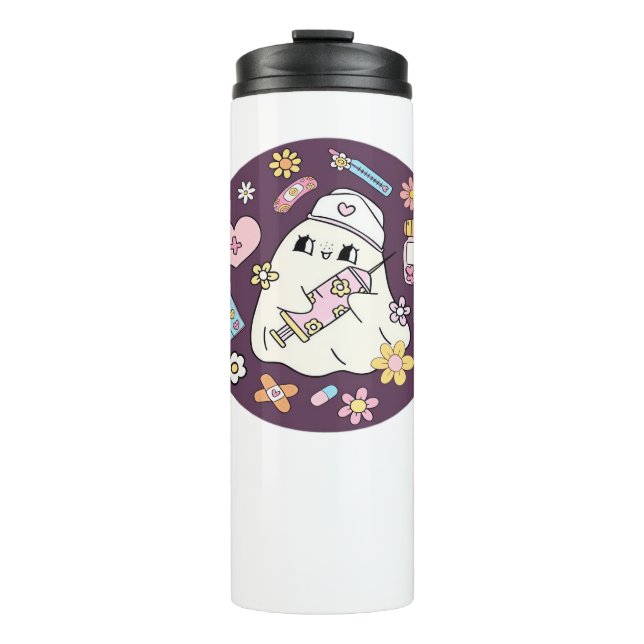 Cute Halloween Nurse Oversized T-Shirt Thermal Tumbler (Front)