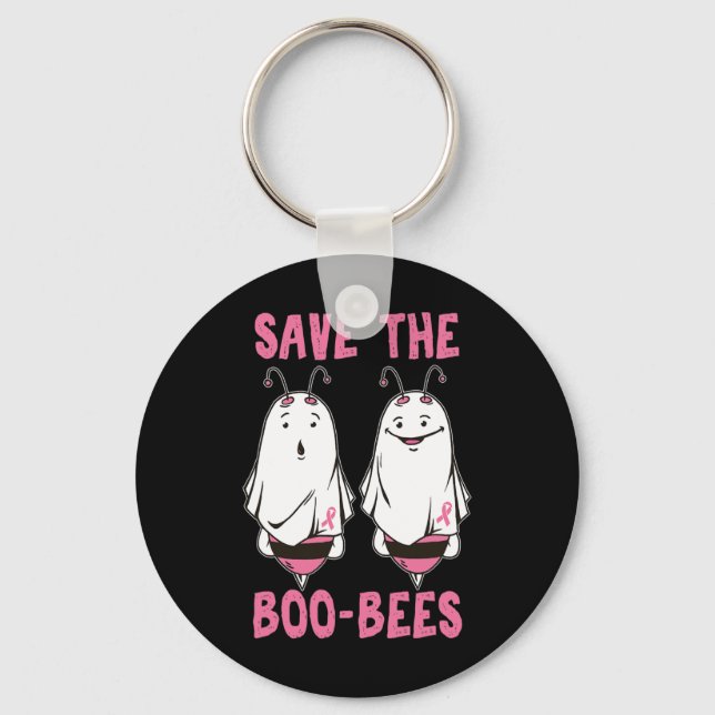 Cute Halloween October Breast Cancer Awareness Sav Key Ring (Front)