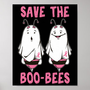 Cute Halloween October Breast Cancer Awareness Sav Poster