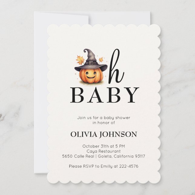 Cute Halloween Oh Baby Baby Shower Invitation (Front)
