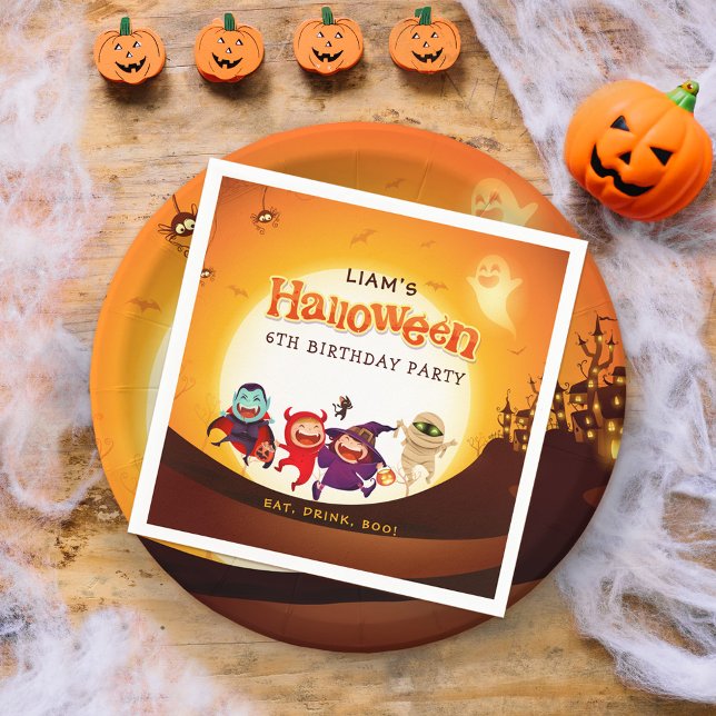 Cute Halloween Orange Spooktacular Kids Napkin (Creator Uploaded)