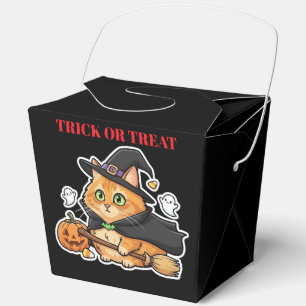 Cute Halloween Orange Witch Cat Pumpkin Holiday Gi Favour Box