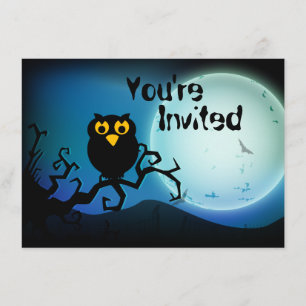 Cute Halloween Owl Baby 1st Birthday Invite