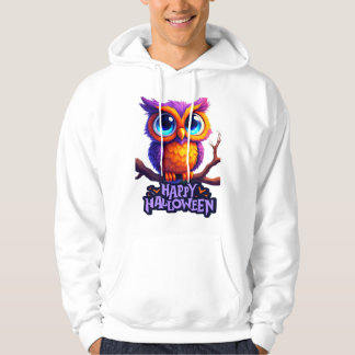 Cute Halloween Owl – Colourful Spooky Night Art Hoodie