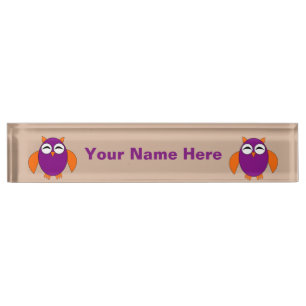 Cute Halloween Owl Custom Desk Nameplate