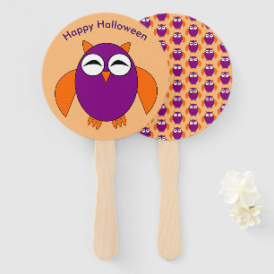 Cute Halloween Owl Custom Hand Fan