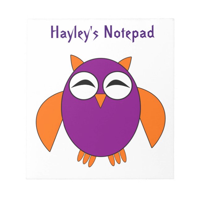 Cute Halloween Owl Customisable Notepad (Front)