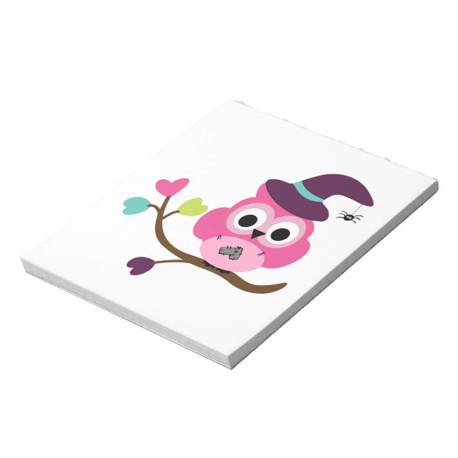 Cute Halloween Owl Notepad (Rotated)