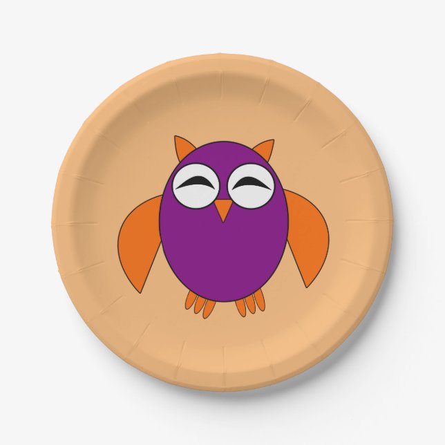 Cute Halloween Owl Paper Party Plates (Front)