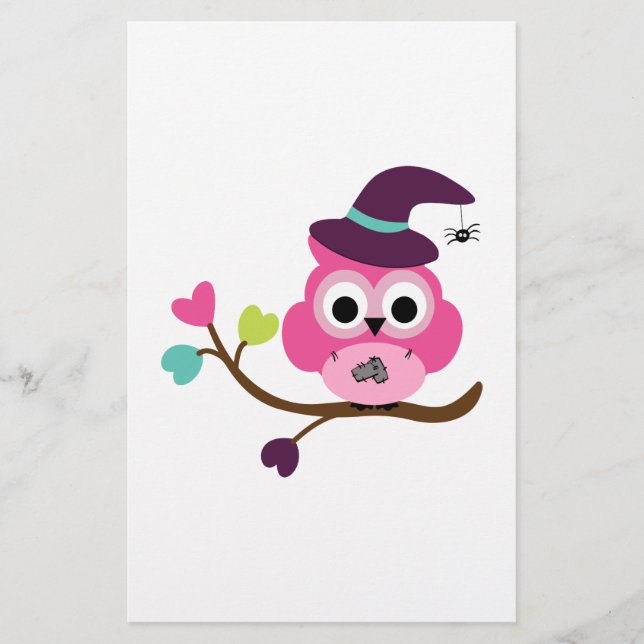 Cute Halloween Owl Stationery (Front)