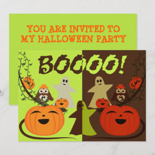 Cute Halloween Owls Pumpkins Ghosts invitation