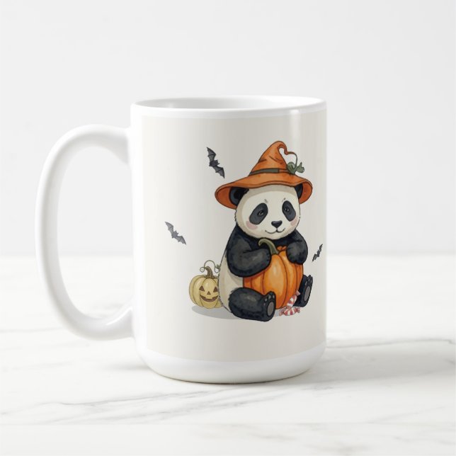 Cute Halloween Panda Pumpkin Coffee Mug (Left)