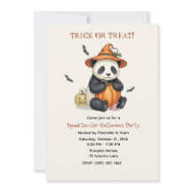 Cute Halloween Panda Pumpkin Invitation