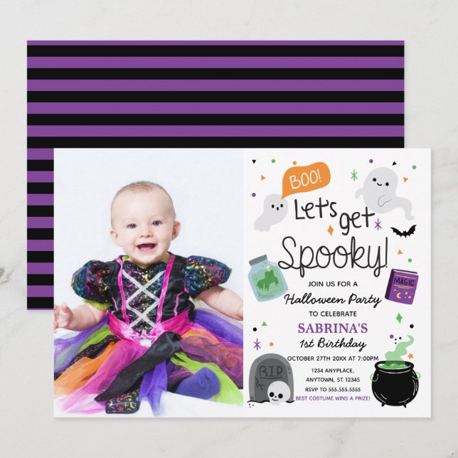 Cute Halloween Party Birthday  photo Invitation (Front/Back)