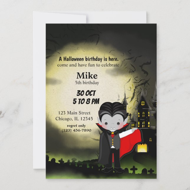 Cute Halloween party Dracula Invitation (Front)