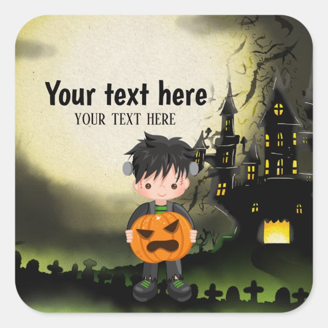 Cute Halloween party Frankenstein Square Sticker (Front)