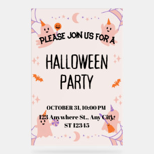 Cute Halloween Party Invitation Acrylic Sign