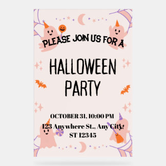Cute Halloween Party Invitation Acrylic Sign