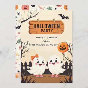 Cute Halloween Party Invitation – Friendly Ghosts