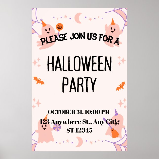 Cute Halloween Party Invitation Poster (Front)