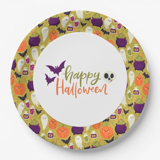 Cute Halloween Party Paper Plates (Front)