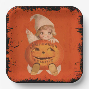 Cute Halloween Party Plate, Vintage Halloween  Paper Plate