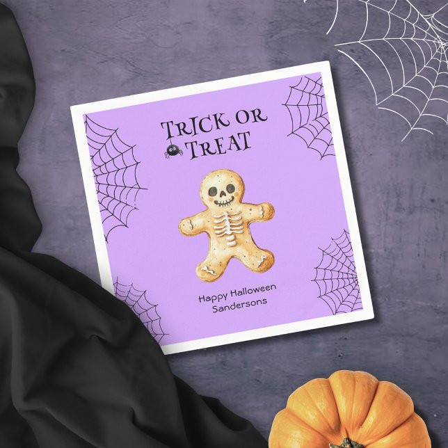 Cute Halloween Party Skeleton Personalised Napkin (Creator Uploaded)