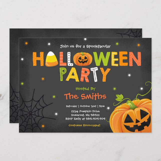 Cute Halloween Party Spooktacular Halloween Party Invitation (Front/Back)