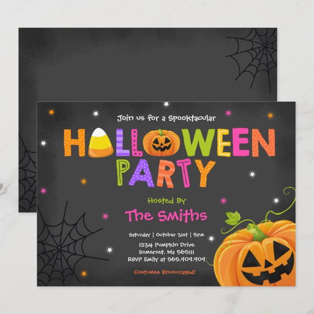 Cute Halloween Party Spooktacular Halloween Party Invitation (Front/Back)