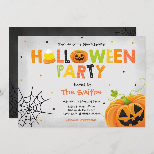 Cute Halloween Party Spooktacular Halloween Party Invitation (Front/Back)