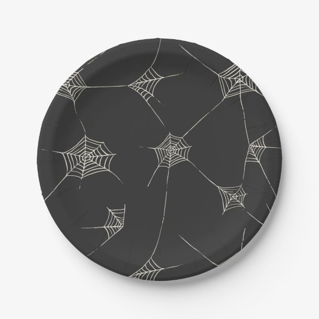 Cute Halloween Party Supplies Spider Webs Paper Plate (Front)
